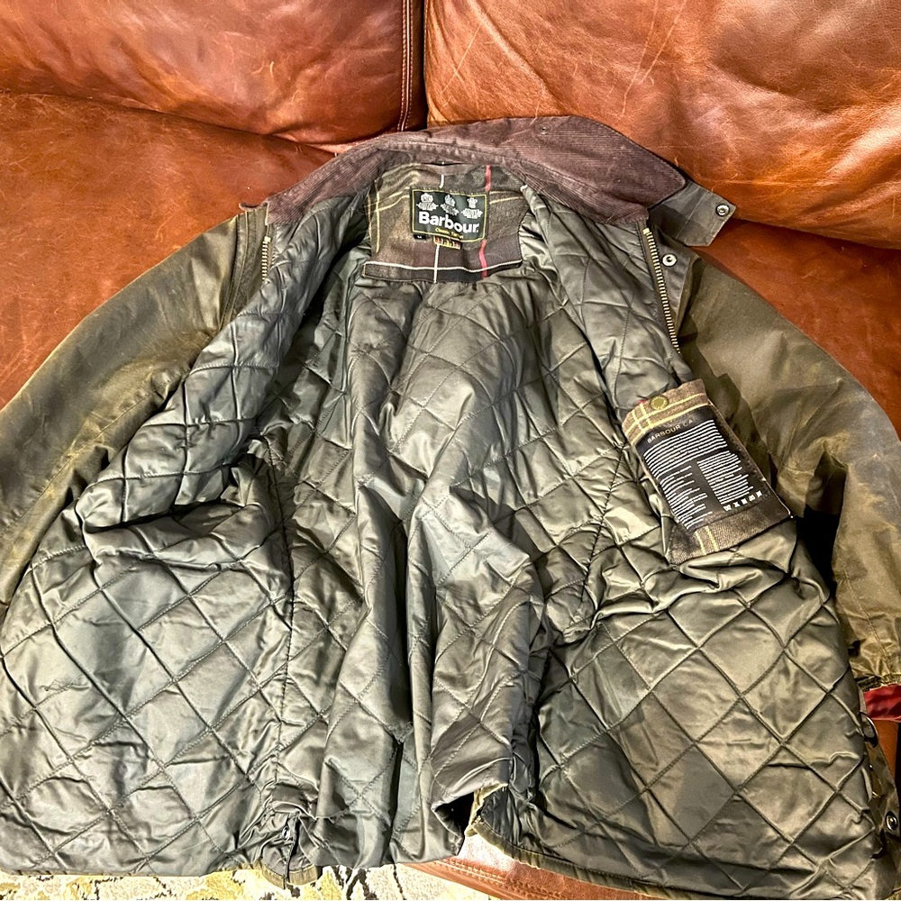 Barbour wax coat with insulation